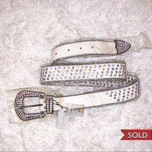 NWT Boutique White Bling Rodeo Belt (Sz Large)